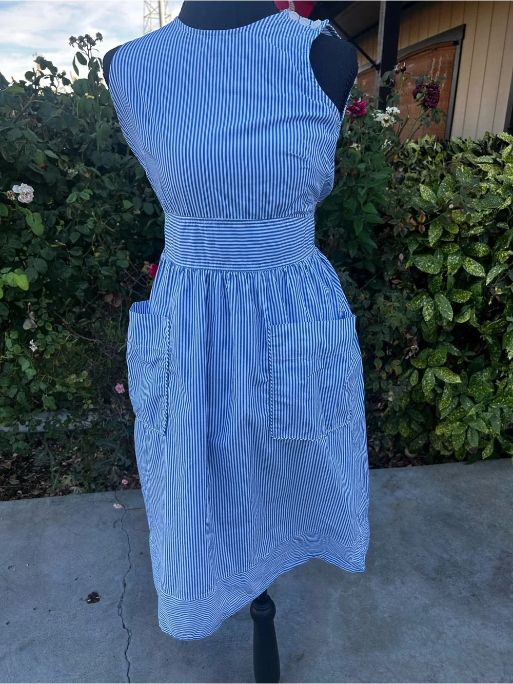 J. Crew cotton poplin striped apron dress